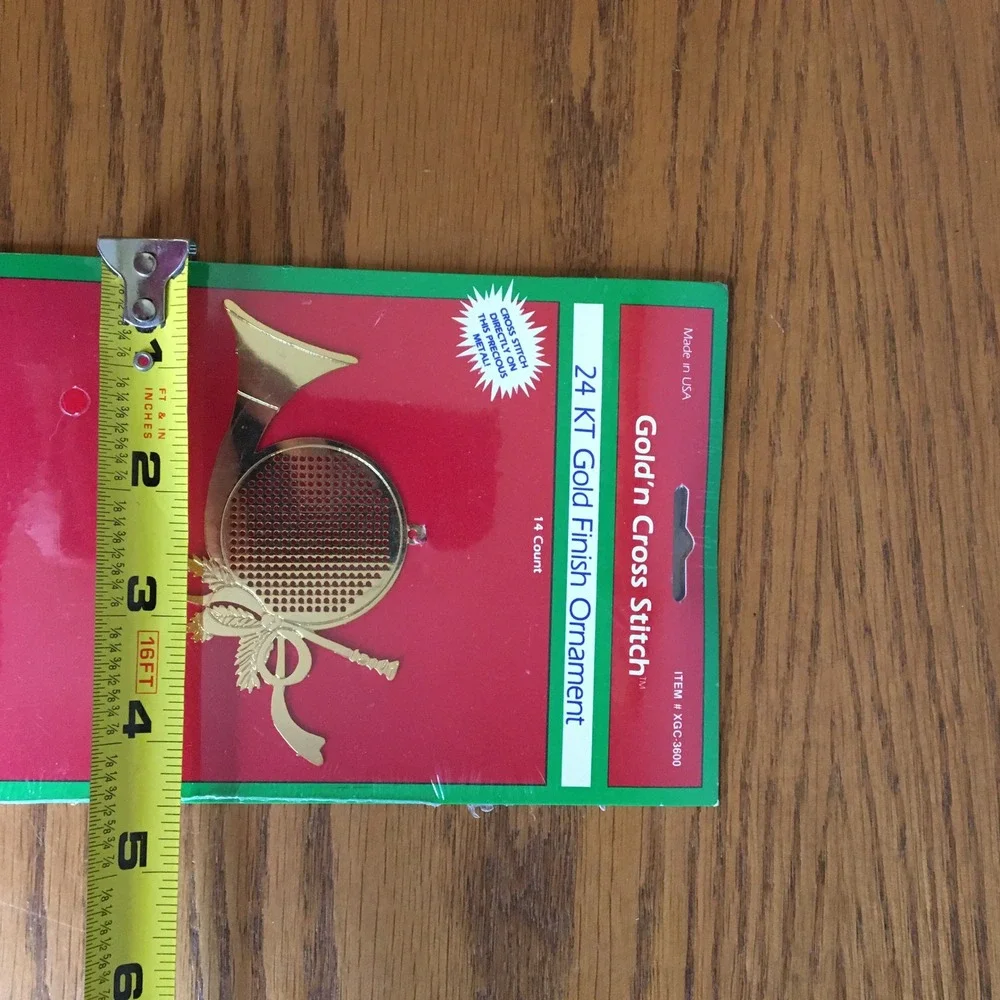 NeedleForm Gold'n Cross Stitch Ornament‎ Gold New 24KT French Horn 1985